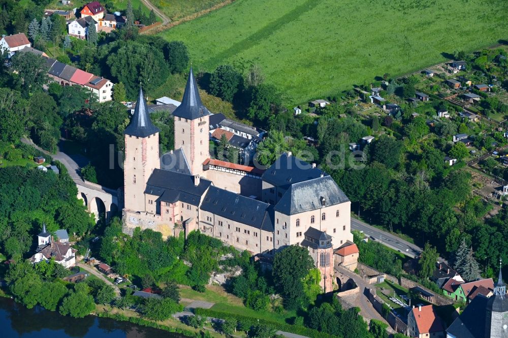 Rochlitz aus der Vogelperspektive: Burganlage des Schloss in Rochlitz im Bundesland Sachsen, Deutschland