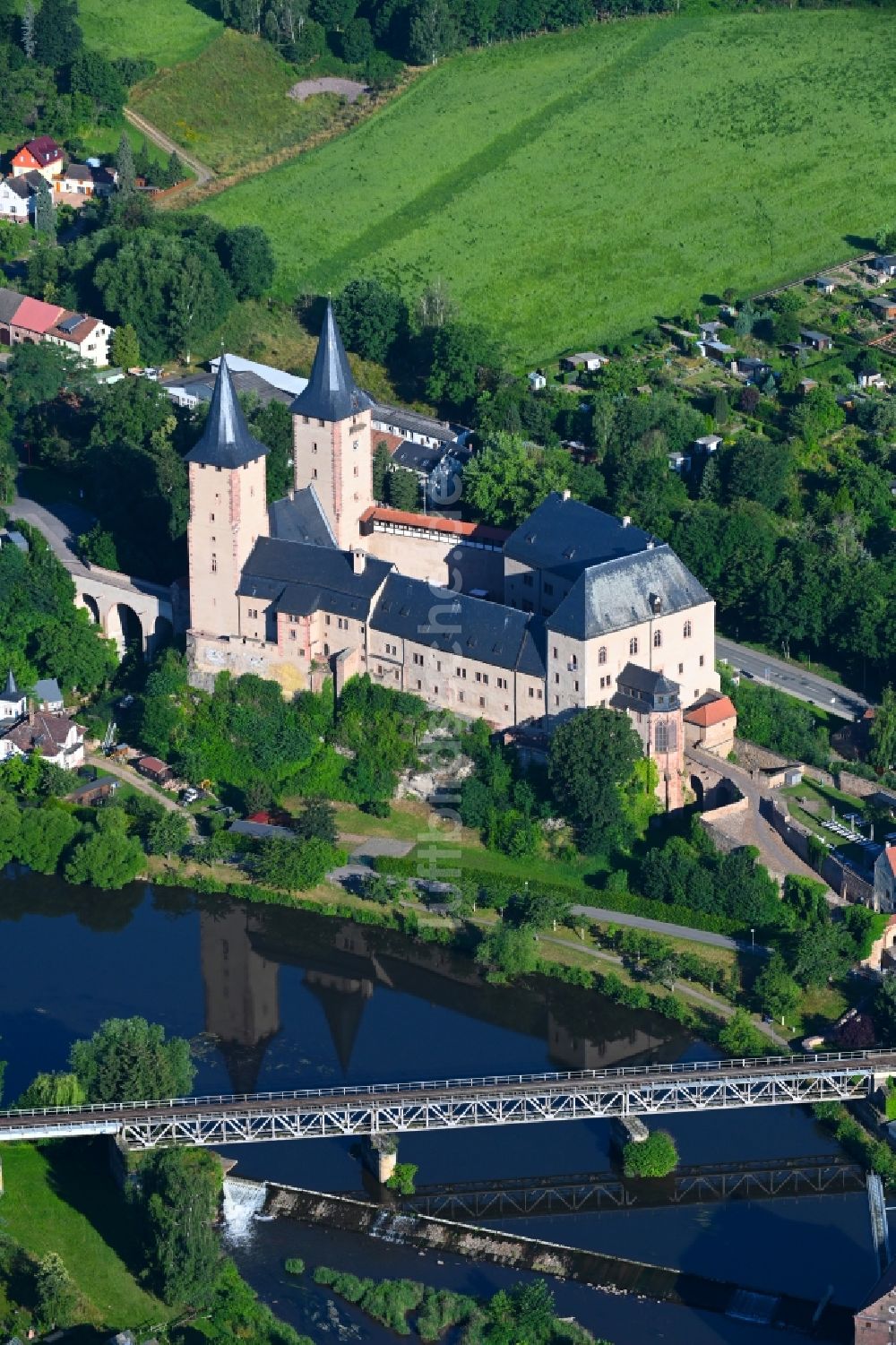 Luftbild Rochlitz - Burganlage des Schloss in Rochlitz im Bundesland Sachsen, Deutschland