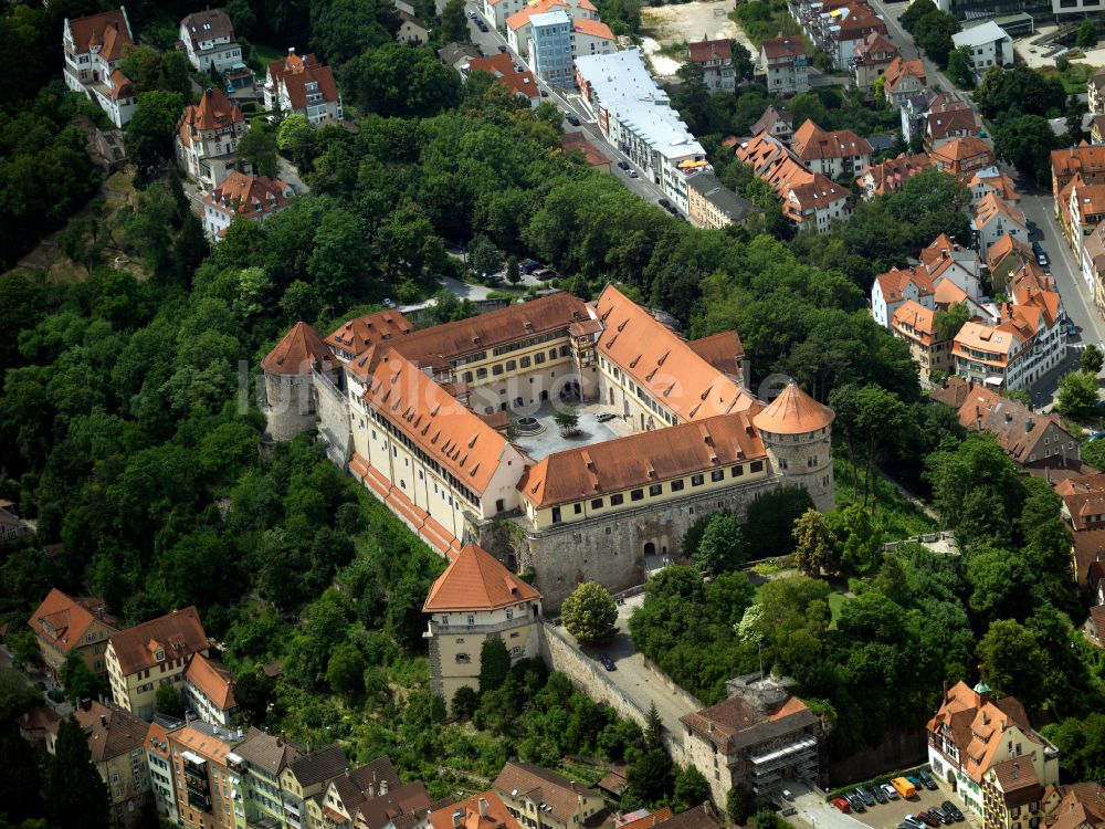 Luftaufnahme Tübingen - Burganlage des Schloss Schloss Hohentübingen mit Museum Alte Kulturen | in Tübingen im Bundesland Baden-Württemberg, Deutschland