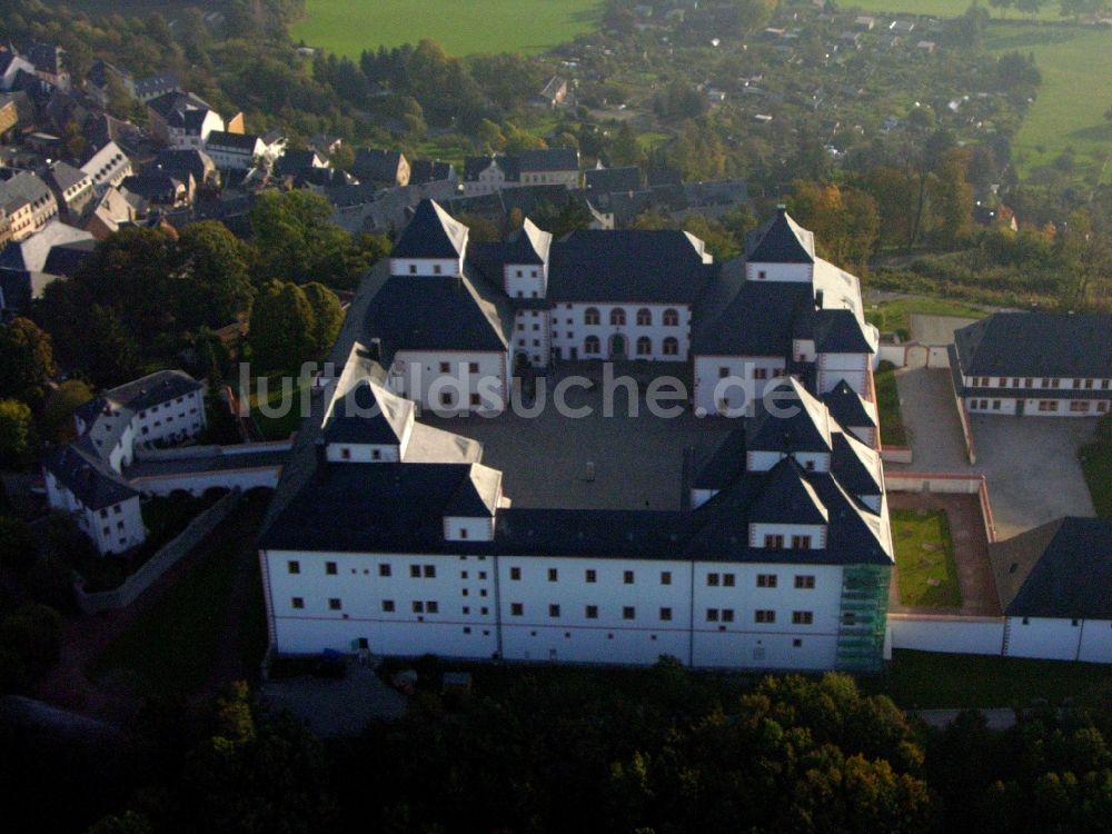 Luftbild Augustusburg - Burganlage des Schloss und Schlosstheater in Augustusburg im Bundesland Sachsen