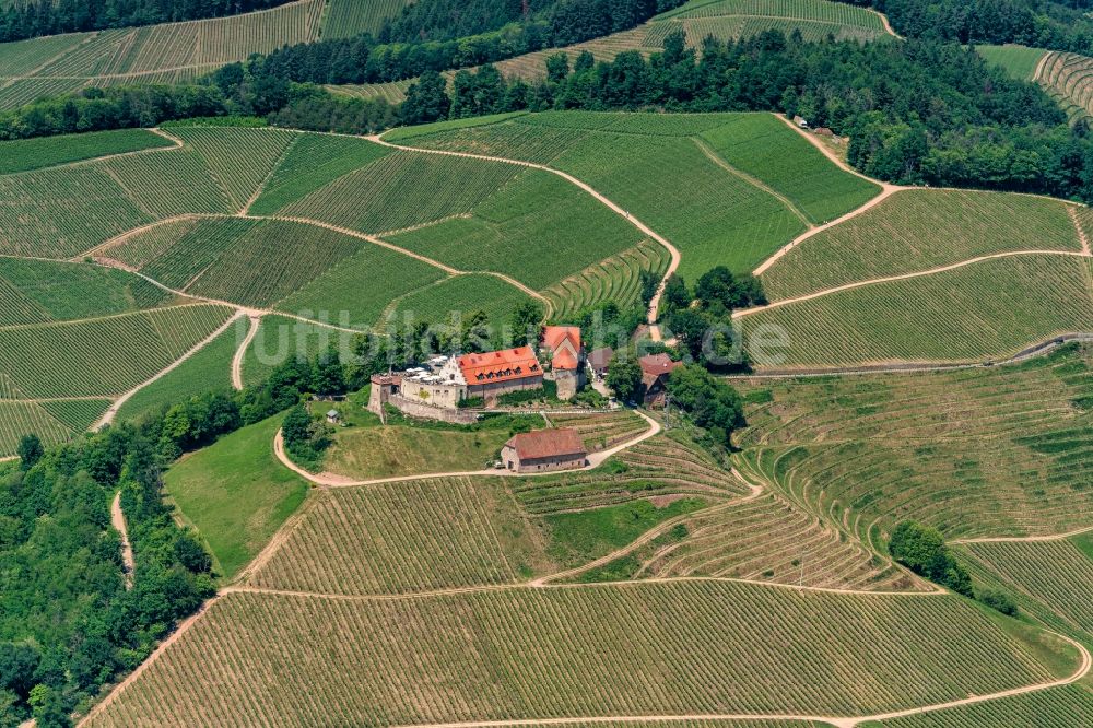 Luftaufnahme Durbach - Burganlage des Schloss Staufenberg in Durbach im Bundesland Baden-Württemberg, Deutschland
