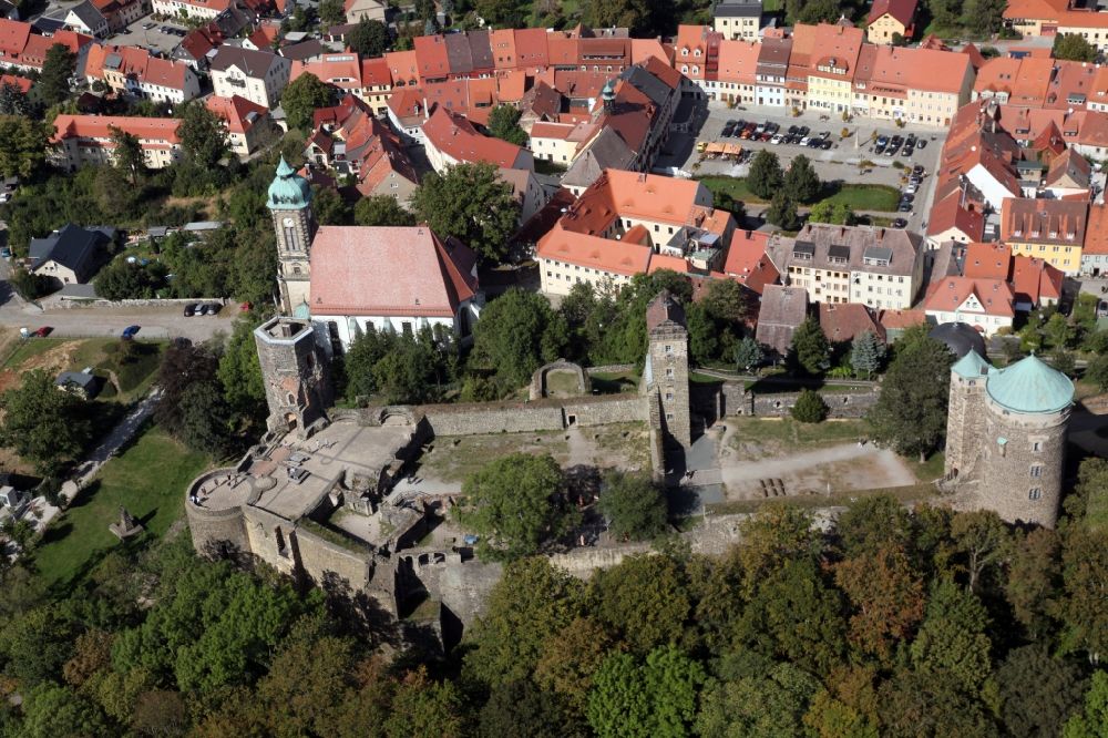 Luftbild Stolpen - Burganlage des Schloss in Stolpen im Bundesland Sachsen, Deutschland