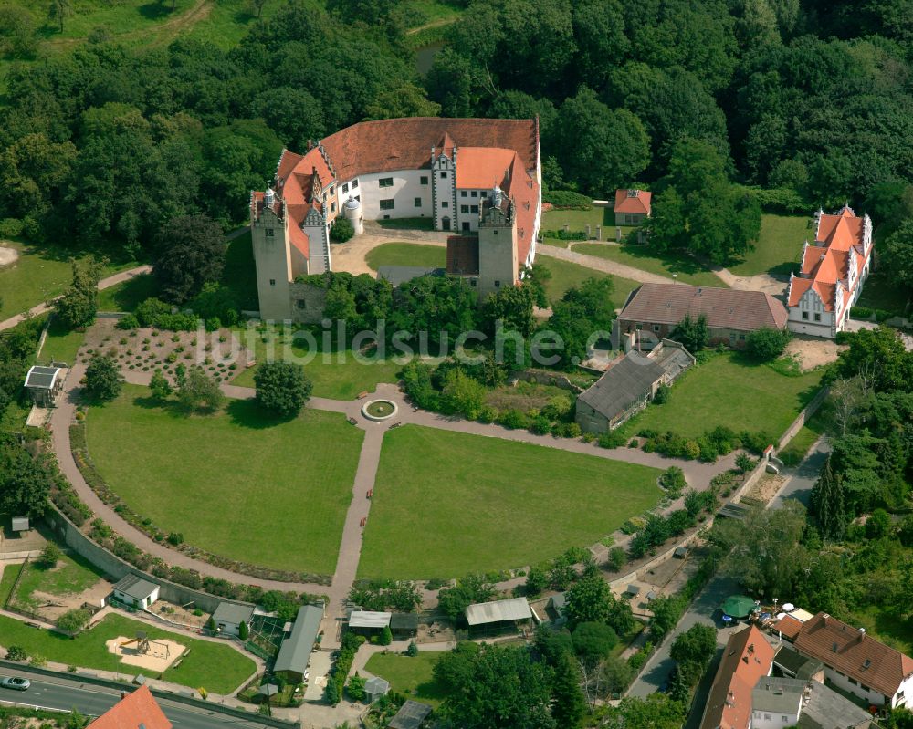 Luftaufnahme Strehla - Burganlage des Schloss in Strehla im Bundesland Sachsen, Deutschland