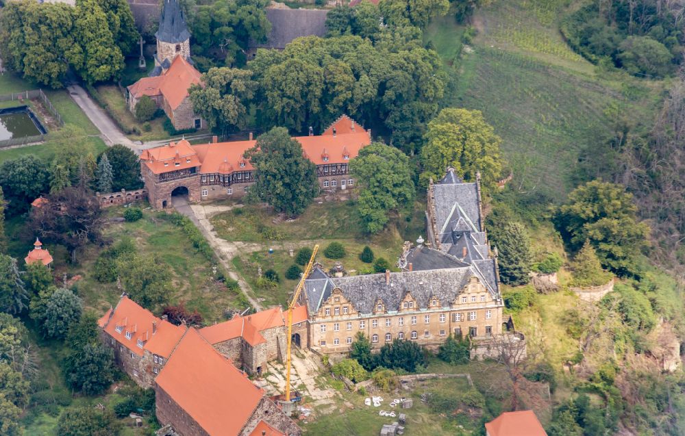 Vitzenburg aus der Vogelperspektive: Burganlage des Schloss in Vitzenburg im Bundesland Sachsen-Anhalt, Deutschland