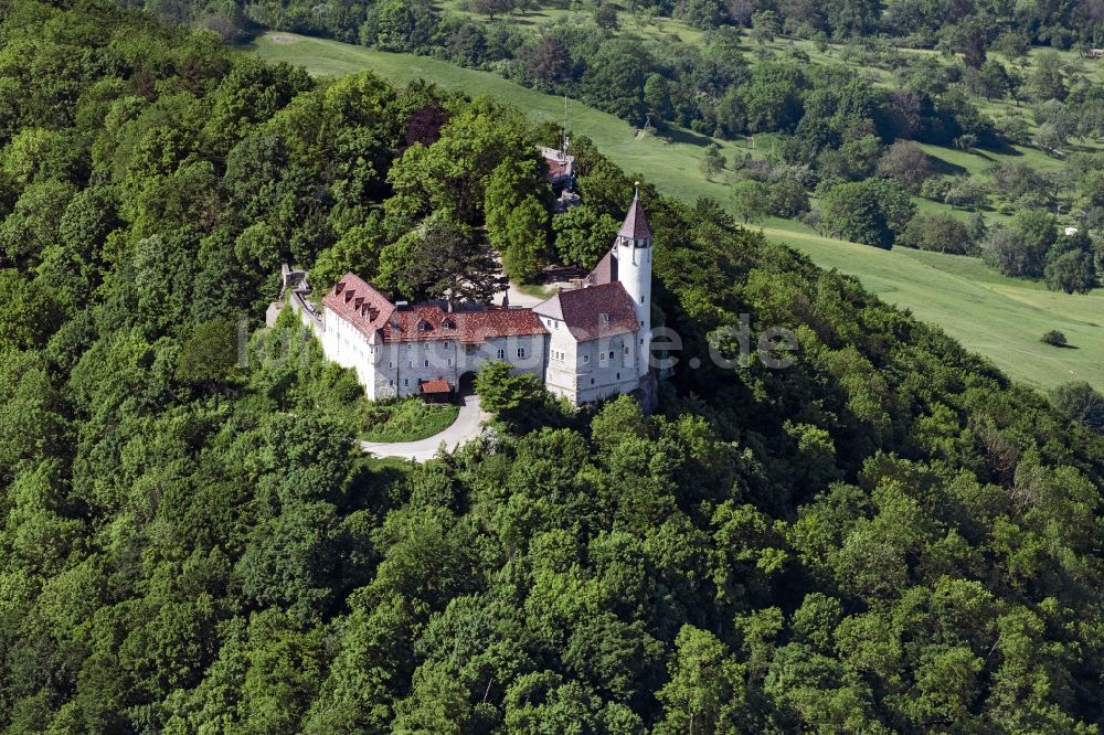 Luftaufnahme Owen - Burganlage der Veste Burg Teck in Owen im Bundesland Baden-Württemberg, Deutschland