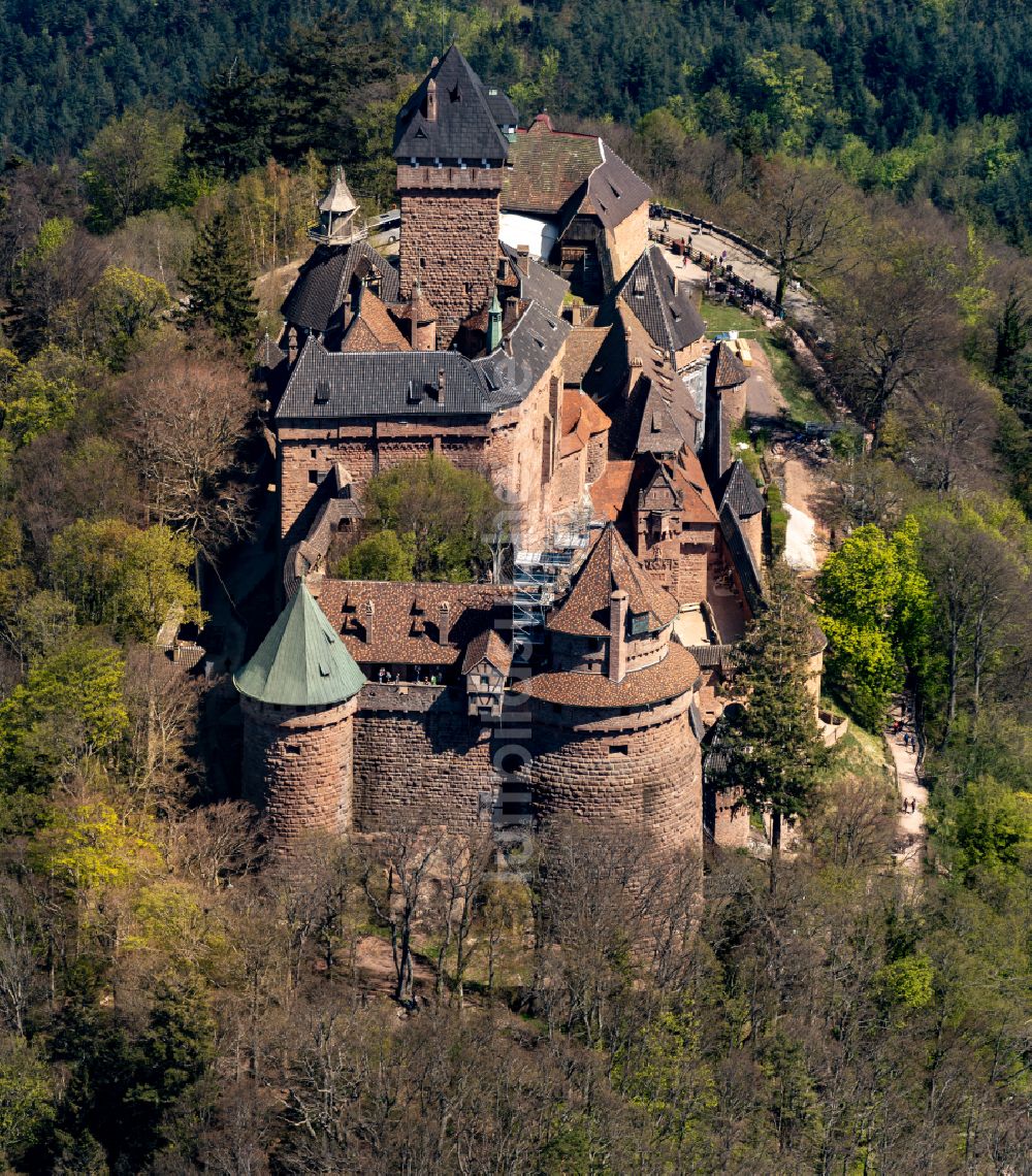 Luftaufnahme Orschwiller - Burganlage der Veste Hochkönigsburg in Orschwiller in Frankreich