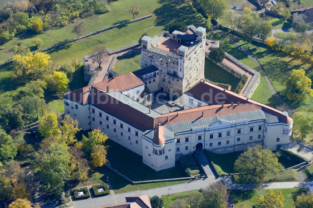 Luftbild Sarospatak - Burganlage der Veste Rákóczi in Sarospatak in Borsod-Abauj-Zemplen, Ungarn
