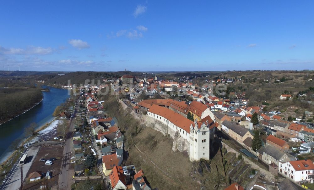 Luftbild Wettin - Burganlage der Veste in Wettin im Bundesland Sachsen-Anhalt, Deutschland