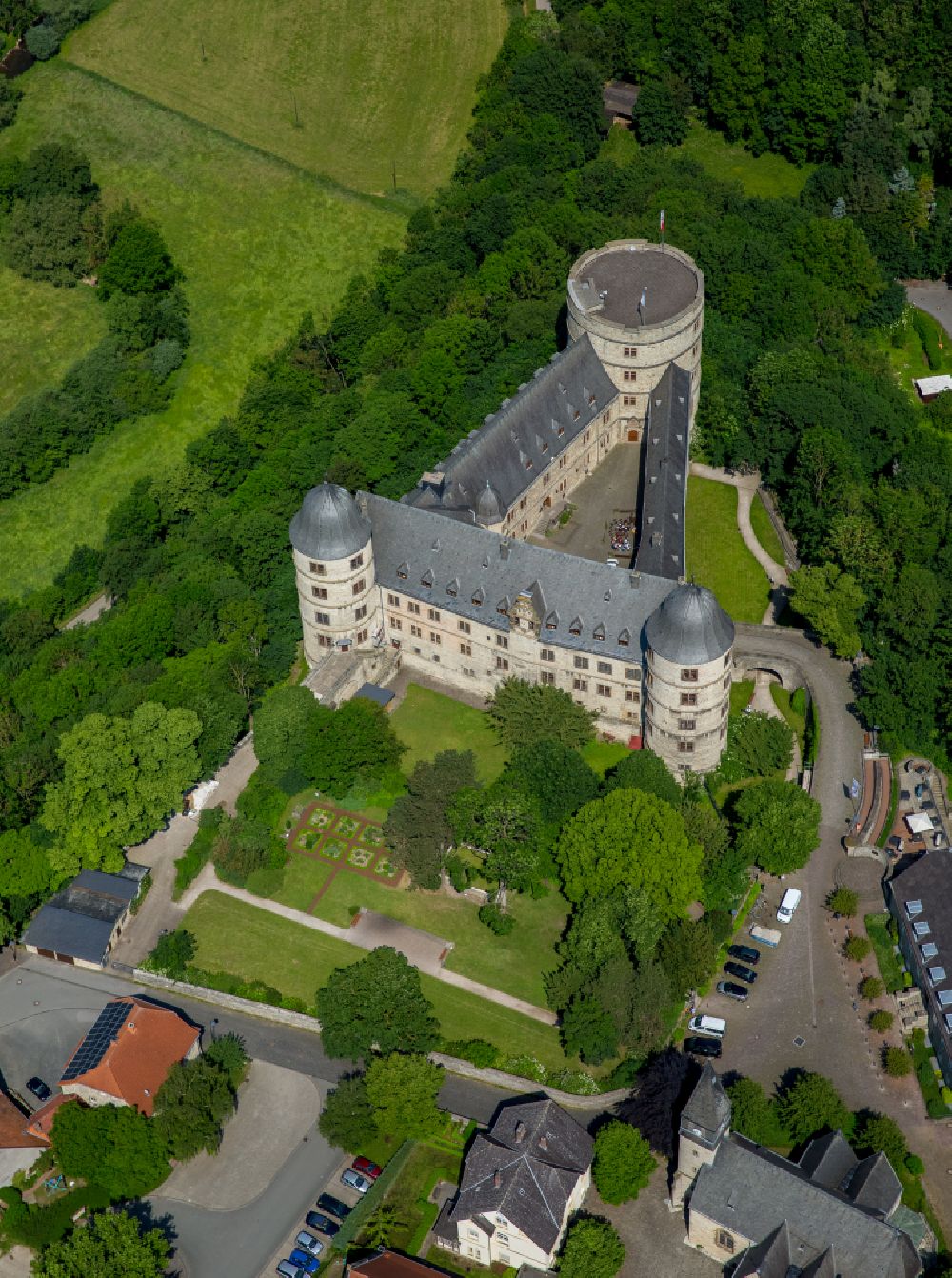Luftbild Büren - Burganlage der Veste Wewelsburg am Burgwall in Büren im Bundesland Nordrhein-Westfalen