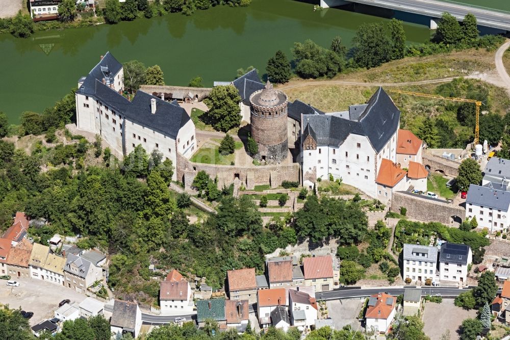 Luftaufnahme Leisnig - Burgmauern Mildenstein in Leisnig im Bundesland Sachsen, Deutschland