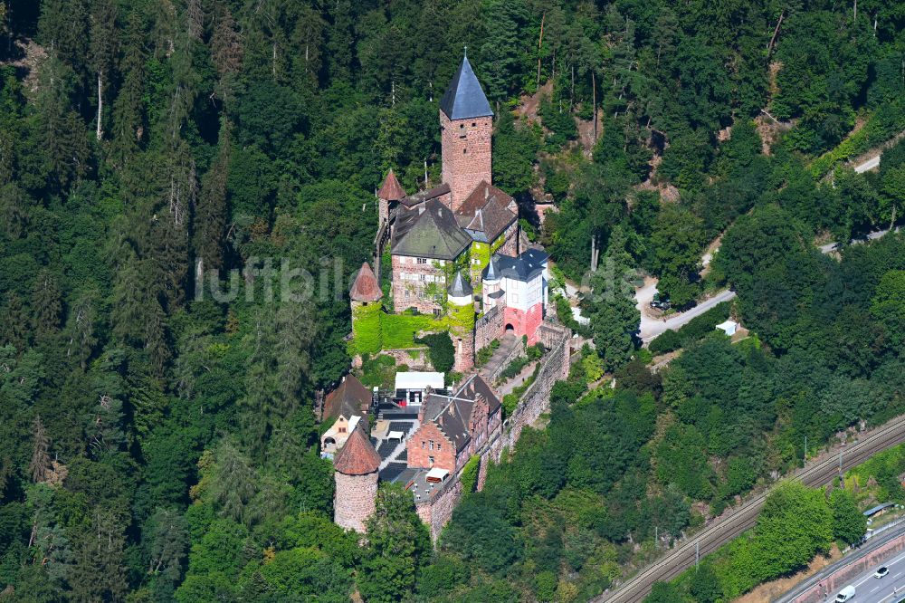 Zwingenberg aus der Vogelperspektive: Burgmauern in Zwingenberg im Bundesland Baden-Württemberg, Deutschland