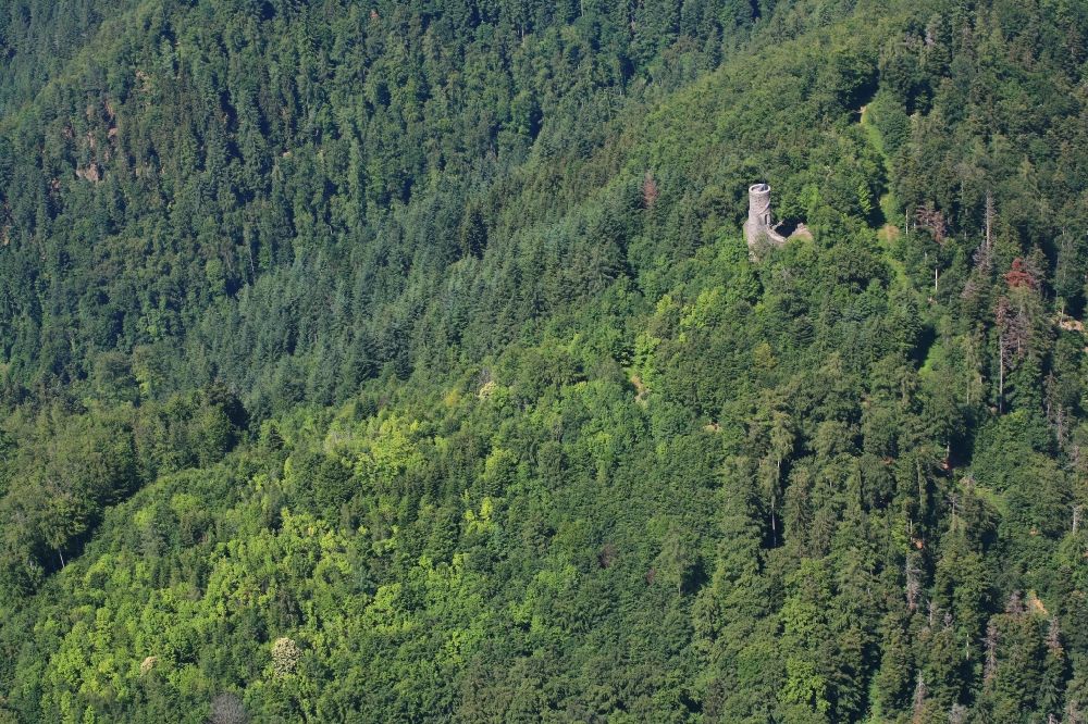 Luftbild Wehr - Burgruine Bärenfels oberhalb von Wehr im Bundesland Baden-Württemberg