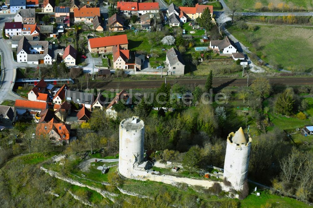Saaleck von oben - Burgruine Burg Saaleck in Saaleck im Bundesland Sachsen-Anhalt, Deutschland