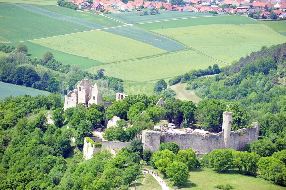 Luftaufnahme Gössenheim - Burgruine Homburg bei Gössenheim in Bayern