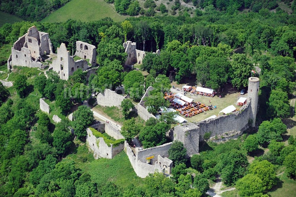Luftaufnahme Gössenheim - Burgruine Homburg bei Gössenheim in Bayern