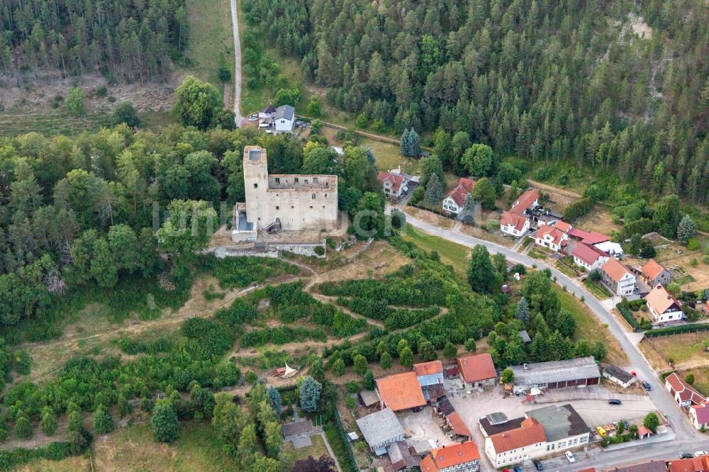 Luftaufnahme Liebenstein - Burgruine Liebenstein in Liebenstein im Bundesland Thüringen, Deutschland