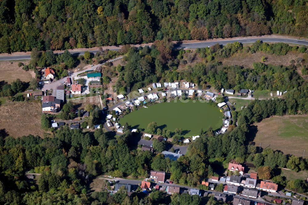 Luftbild Lohr am Main - Campingplatz am Seeufer des Campingplatzsee in Lohr am Main im Bundesland Bayern, Deutschland
