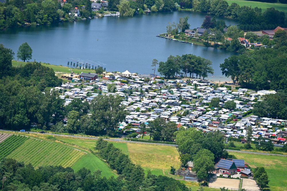 Luftbild Ternsche - Campingplatz am Seeufer Temscher See in Ternsche im Bundesland Nordrhein-Westfalen, Deutschland