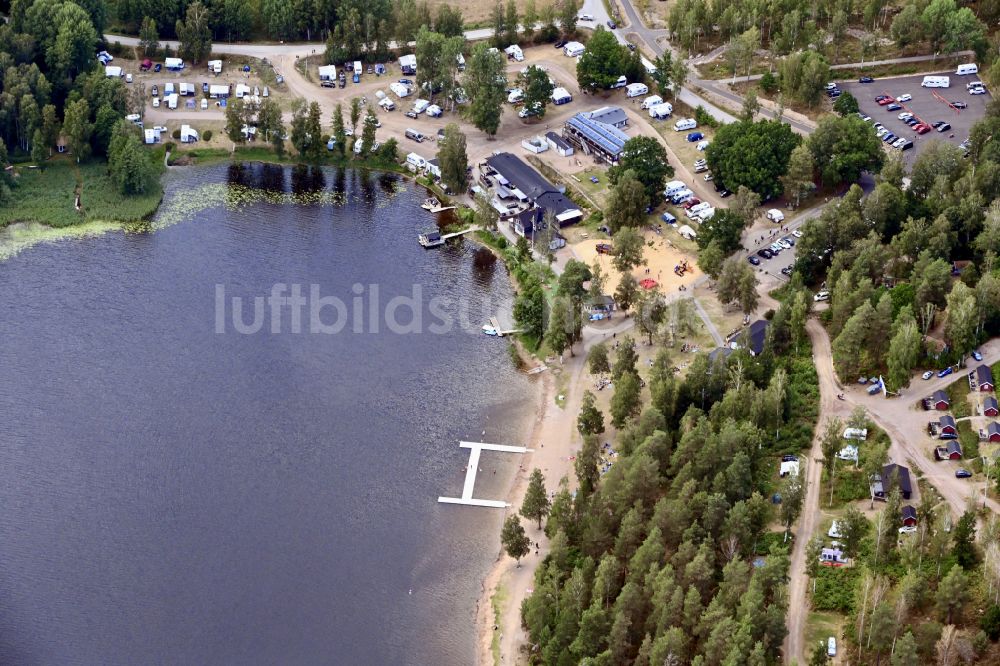 Vimmerby von oben - Campingplatz am Seeufer Vimmerby Camping Nossenbaden in Vimmerby in Kalmar län, Schweden