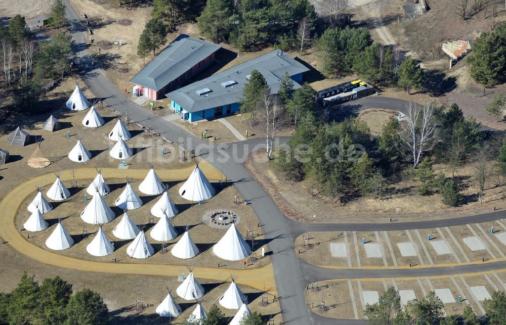Luftaufnahme Halbe-Brand - Campingplatz am Tropical Islands in Halbe-Brand