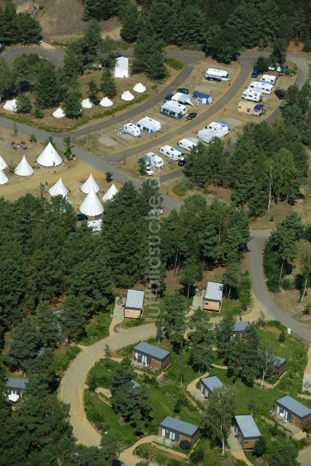 Luftaufnahme Krausnick - Campingplatz am Tropical Islands in Krausnick im Bundesland Brandenburg