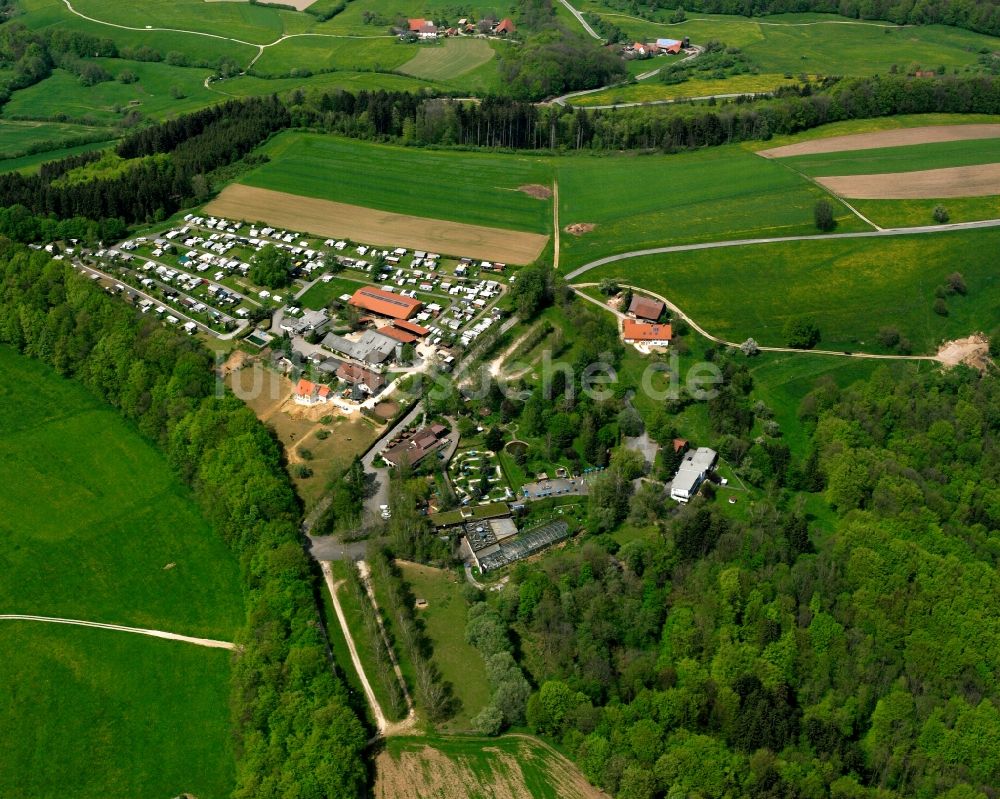 Luftbild Kitzen - Campingplatz mit Wohnwagen und Zelten am Freizeitpark Schurrenhof in Kitzen im Bundesland Baden-Württemberg, Deutschland