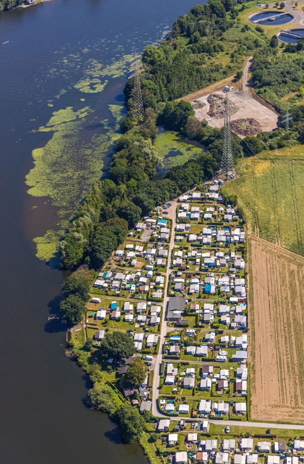 Luftaufnahme Hagen - Campingplatz mit Wohnwagen und Zelten in Hagen im Bundesland Nordrhein-Westfalen, Deutschland