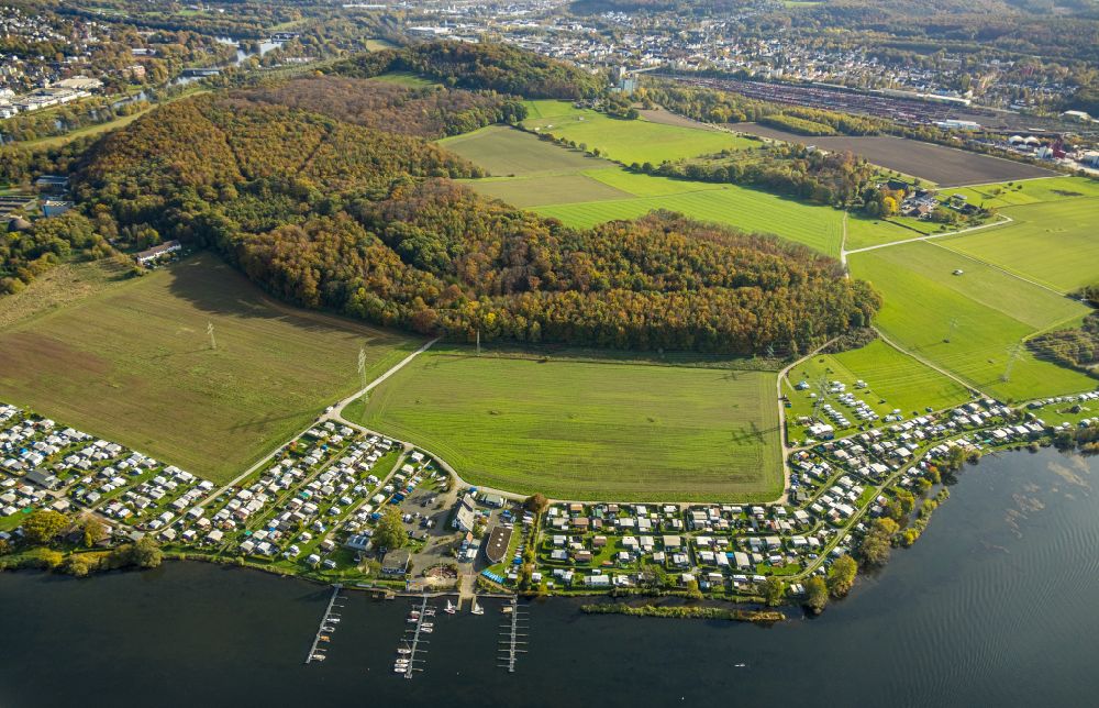 Hagen von oben - Campingplatz mit Wohnwagen und Zelten in Hagen im Bundesland Nordrhein-Westfalen, Deutschland