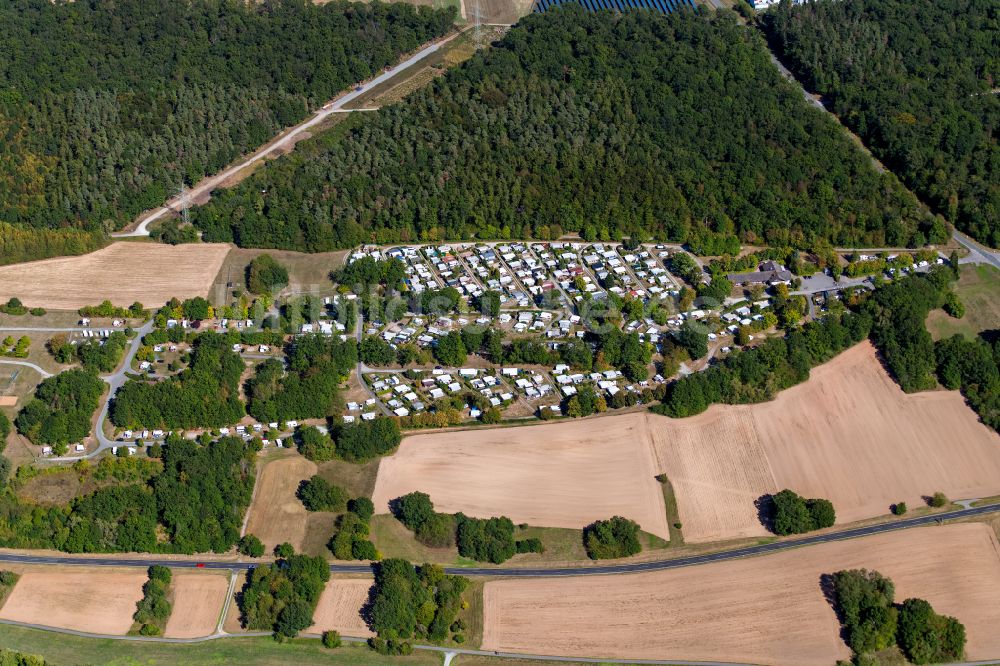Luftaufnahme Lengfurt - Campingplatz mit Wohnwagen und Zelten im Ortsteil Lengfurt in Triefenstein im Bundesland Bayern, Deutschland