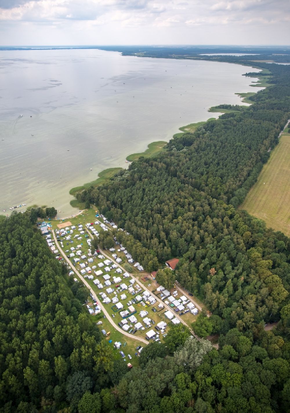 Luftbild Rechlin - Campingplatz mit Wohnwagen und Zelten in Rechlin im Bundesland Mecklenburg-Vorpommern