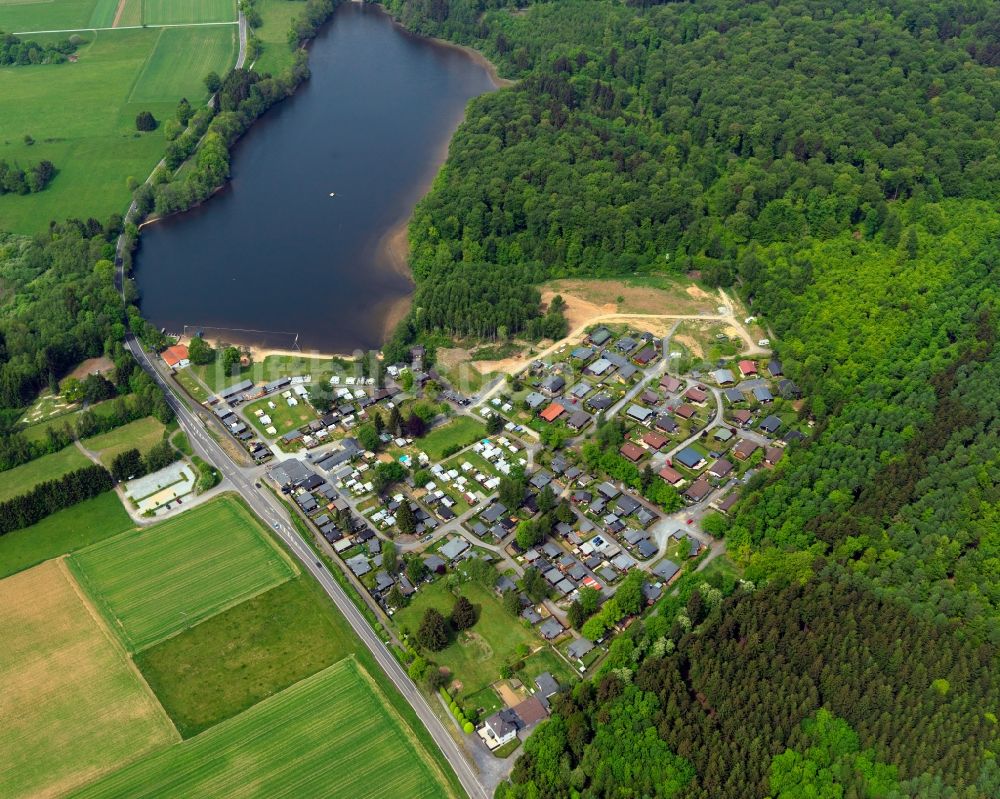 Luftbild Steinen - Campingplatz mit Wohnwagen und Zelten in Steinen im Bundesland Rheinland-Pfalz