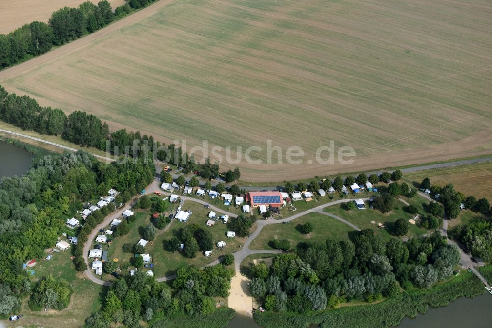 Luftaufnahme Wangenheim - Campingplatz mit Wohnwagen und Zelten in Wangenheim im Bundesland Thüringen