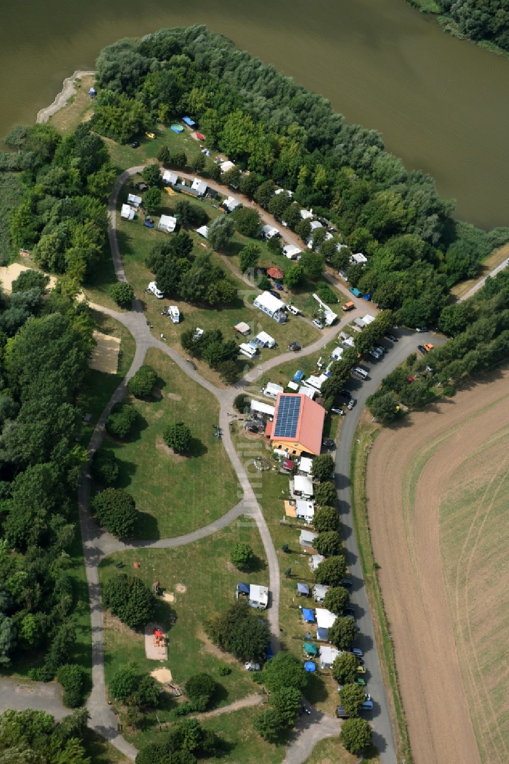 Luftbild Wangenheim - Campingplatz mit Wohnwagen und Zelten in Wangenheim im Bundesland Thüringen