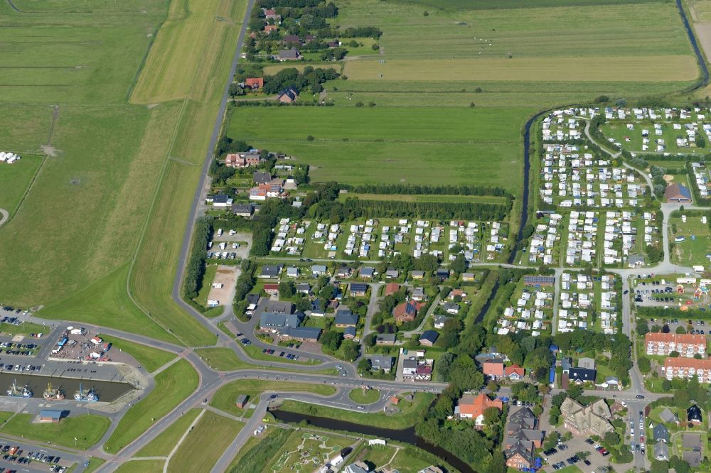 Luftbild Wurster Nordseeküste - Campingplatz mit Wohnwagen und Zelten in Wurster Nordseeküste im Bundesland Niedersachsen