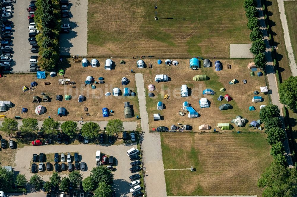 Luftbild Rust - Campingplatz mit Zelten in Rust im Bundesland Baden-Württemberg, Deutschland