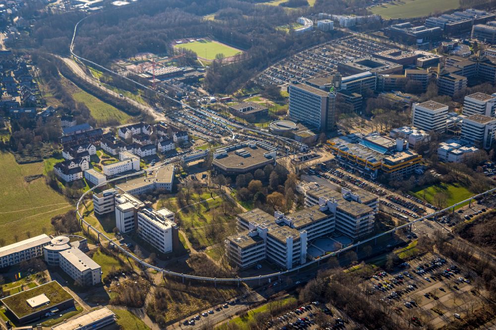 Dortmund aus der Vogelperspektive: Campus- Gebäude der TU Technischen Universität in Dortmund im Bundesland Nordrhein-Westfalen