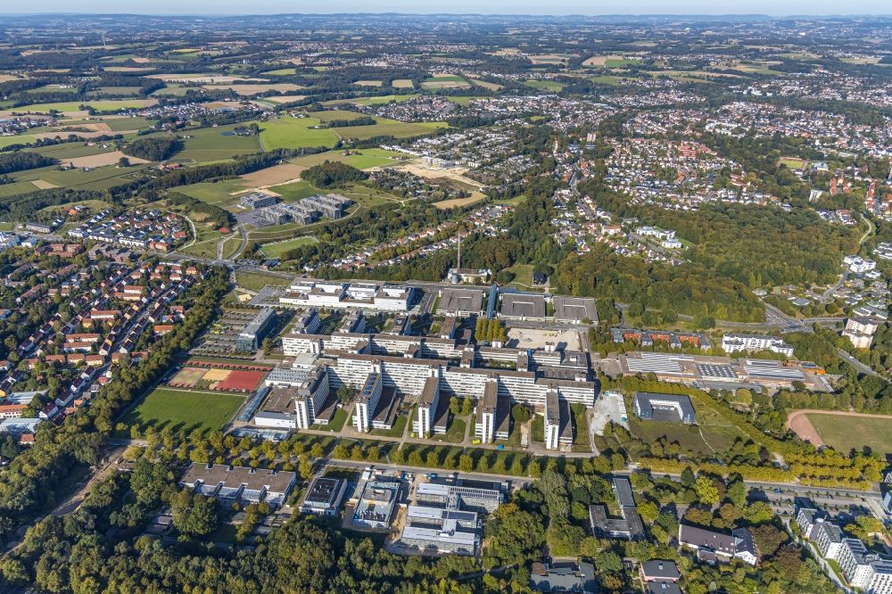 Luftbild Bielefeld - Campus- Gebäude der Universität Bielefeld in Bielefeld im Bundesland Nordrhein-Westfalen, Deutschland