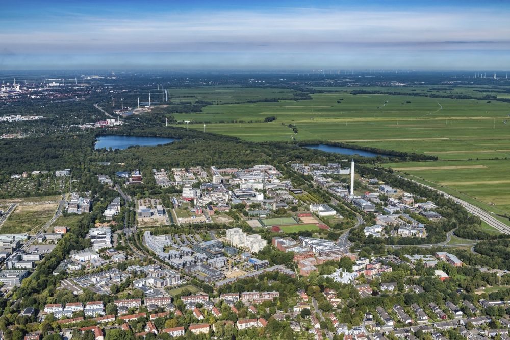 Bremen aus der Vogelperspektive: Campus- Gebäude der Universität Bremen im Ortsteil Lehe in Bremen, Deutschland