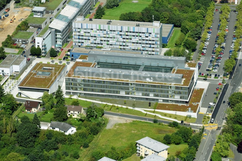 Luftaufnahme Gießen - Campus- Gebäude der Universität der Justus-Liebig-Universität Gießen am Heinrich-Buff-Ring in Gießen im Bundesland Hessen, Deutschland