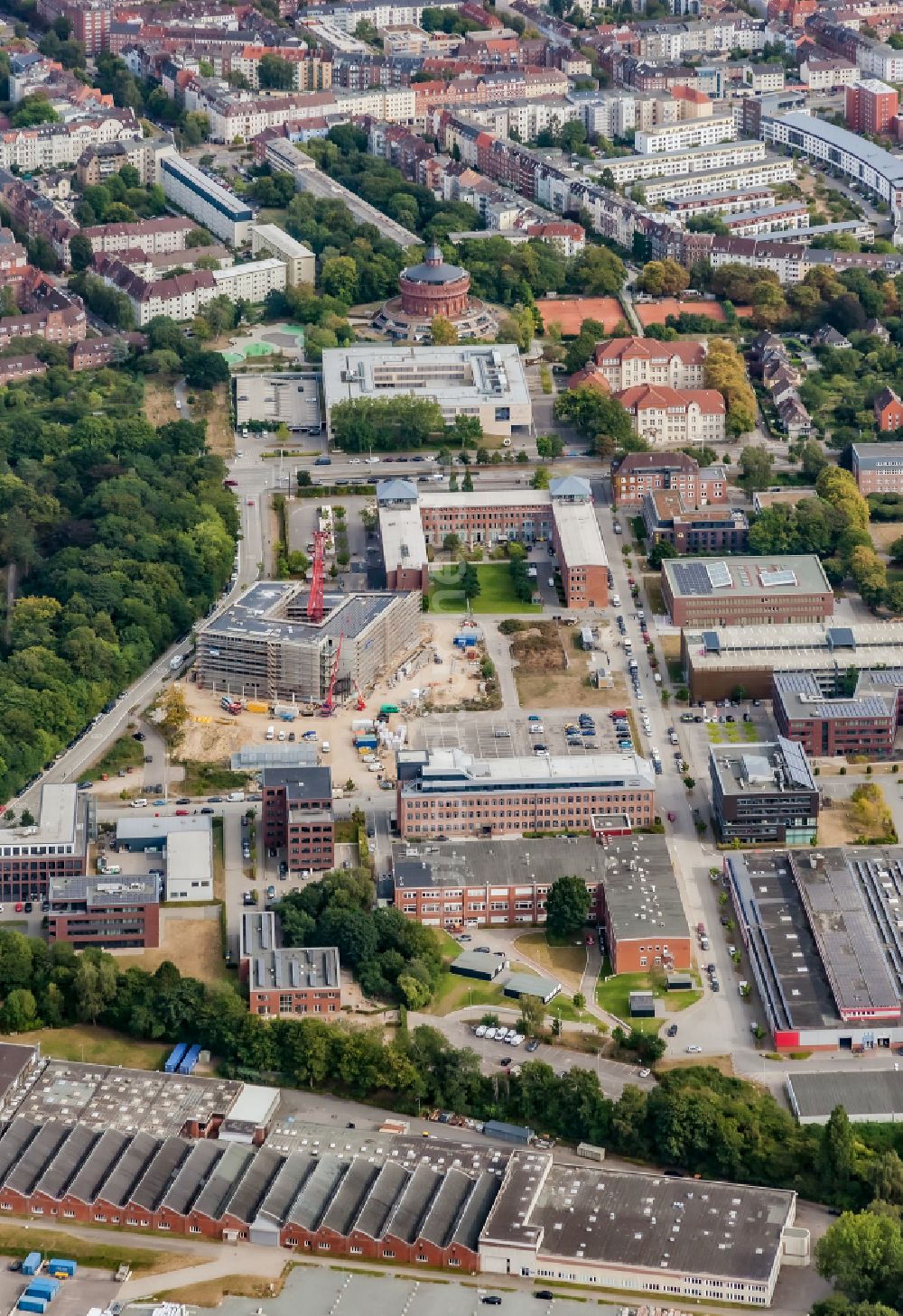 Luftaufnahme Kiel - Campus- Gebäude der Universität Wissenschaftspark in Kiel im Bundesland Schleswig-Holstein, Deutschland