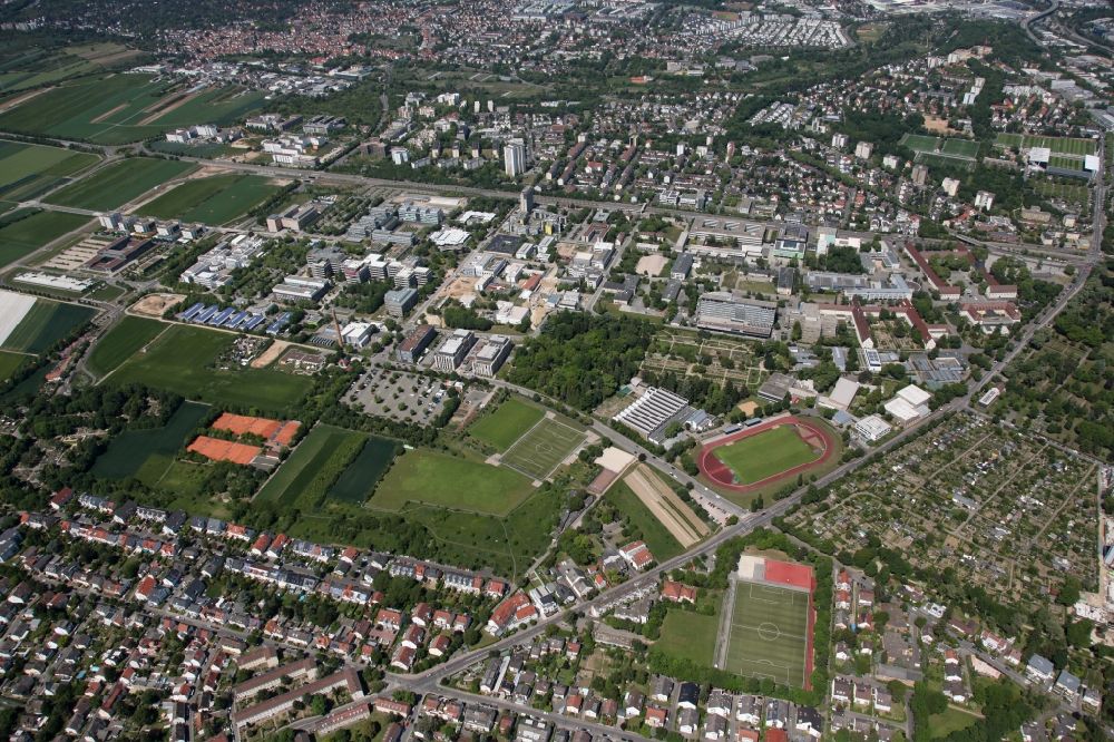 Mainz aus der Vogelperspektive: Campus - Gelände der Johannes Gutenberg Universität in Mainz im Bundesland Rheinland-Pfalz