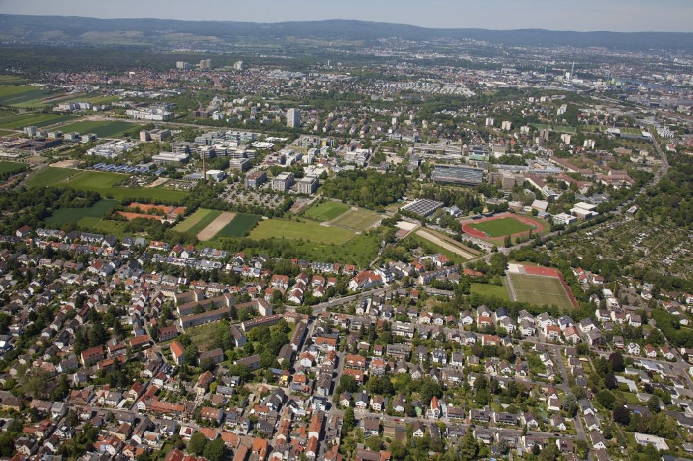 Luftaufnahme Mainz - Campus - Gelände der Universität Johannes Gutenberg in Mainz im Bundesland Rheinland-Pfalz