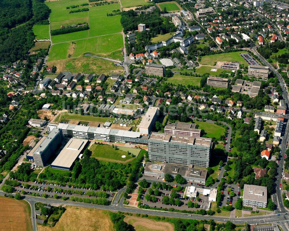 Luftaufnahme Gießen - Campus- Gelände der Universität der Justus-Liebig-Universität Gießen in Gießen im Bundesland Hessen, Deutschland