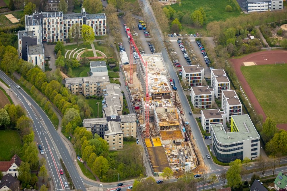 Luftaufnahme Bielefeld - Campus- Universitäts- Bereich mit Neubau- Baustelle Innovationszentrum an der Morgenbreede im Ortsteil Schildesche in Bielefeld im Bundesland Nordrhein-Westfalen