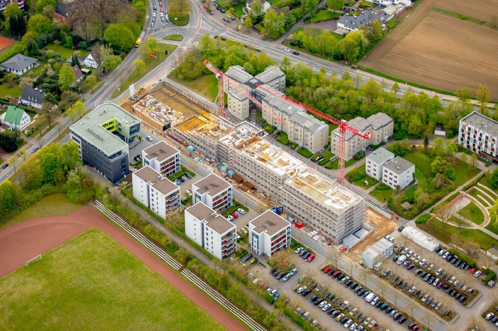 Bielefeld von oben - Campus- Universitäts- Bereich mit Neubau- Baustelle Innovationszentrum an der Morgenbreede im Ortsteil Schildesche in Bielefeld im Bundesland Nordrhein-Westfalen