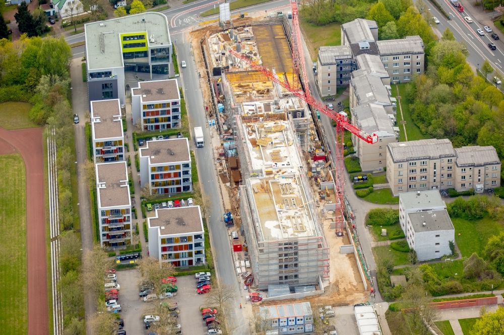 Luftbild Bielefeld - Campus- Universitäts- Bereich mit Neubau- Baustelle Innovationszentrum an der Morgenbreede im Ortsteil Schildesche in Bielefeld im Bundesland Nordrhein-Westfalen