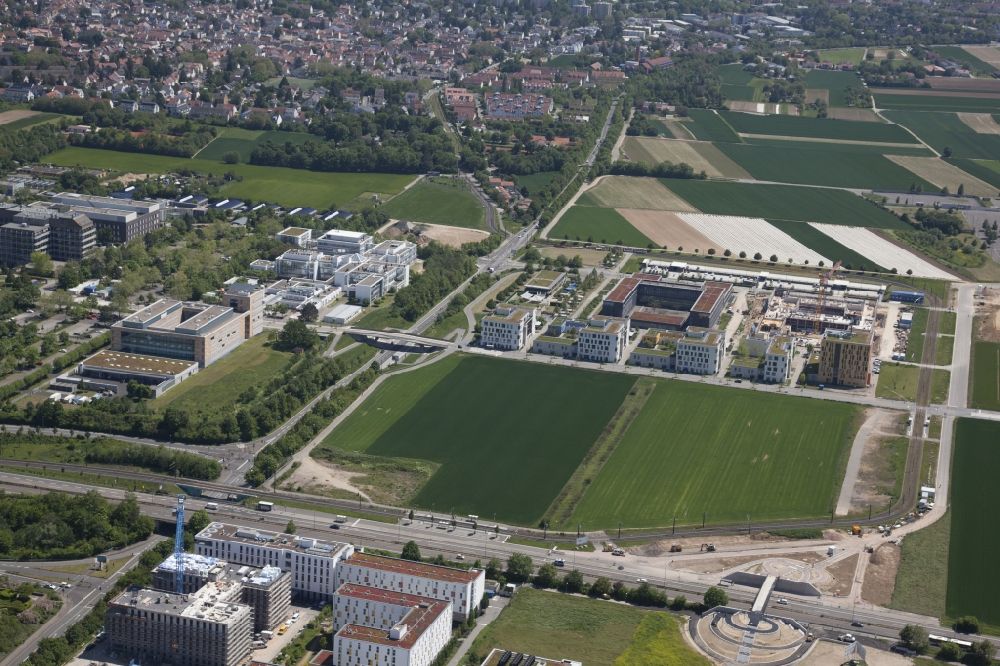 Luftbild Mainz - Campus- Universitäts- Bereich mit Neubau- Baustelle der Johannes-Gutenberg-Universität im Ortsteil Bretzenheim in Mainz im Bundesland Rheinland-Pfalz, Deutschland