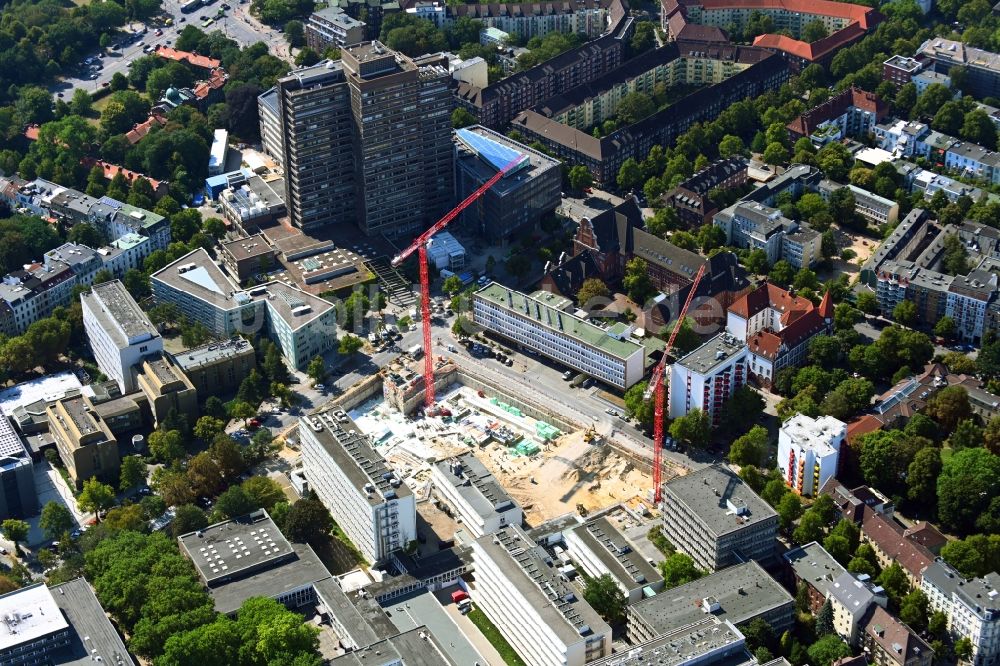 Luftaufnahme Hamburg - Campus- Universitäts- Bereich mit Neubau- Baustelle MIN-Forum und Informatik-Neubau im Ortsteil Rotherbaum in Hamburg, Deutschland