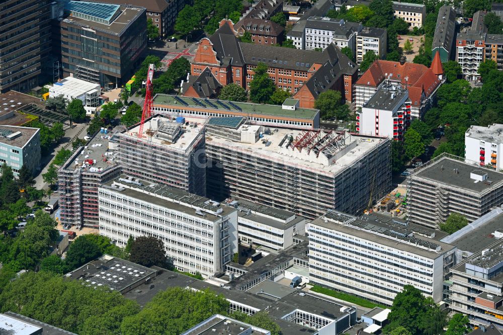Luftaufnahme Hamburg - Campus- Universitäts- Bereich mit Neubau- Baustelle MIN-Forum und Informatik-Neubau im Ortsteil Rotherbaum in Hamburg, Deutschland