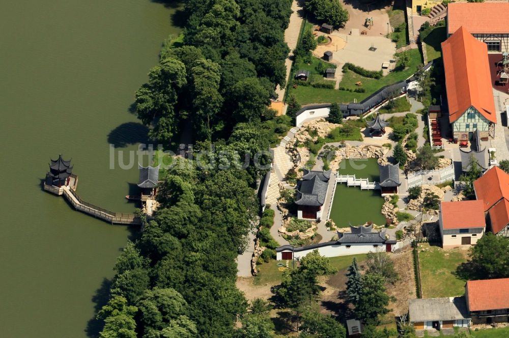 Luftbild Weißensee - Chinesischer Garten am Gondelteich in Weißensee im Bundesland Thüringen